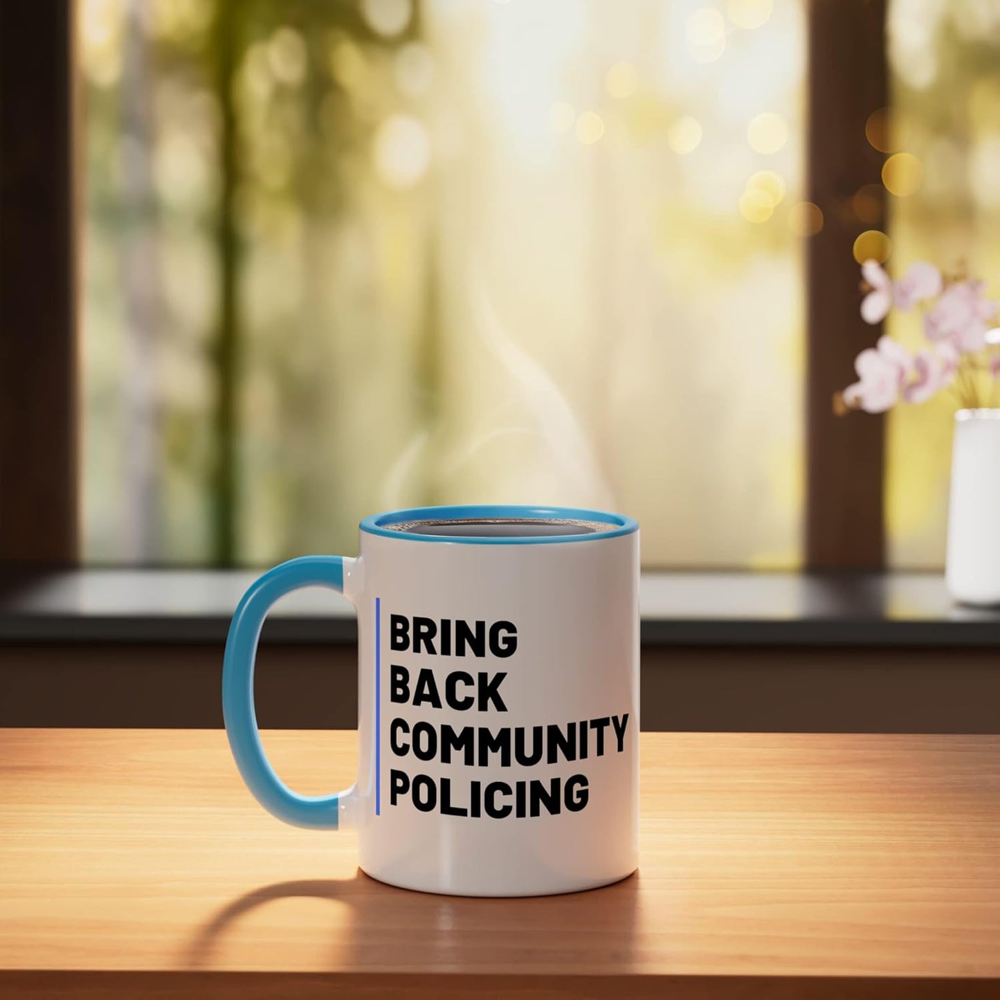Taza Cerámica Policía Comunitaria Azul/Blanco