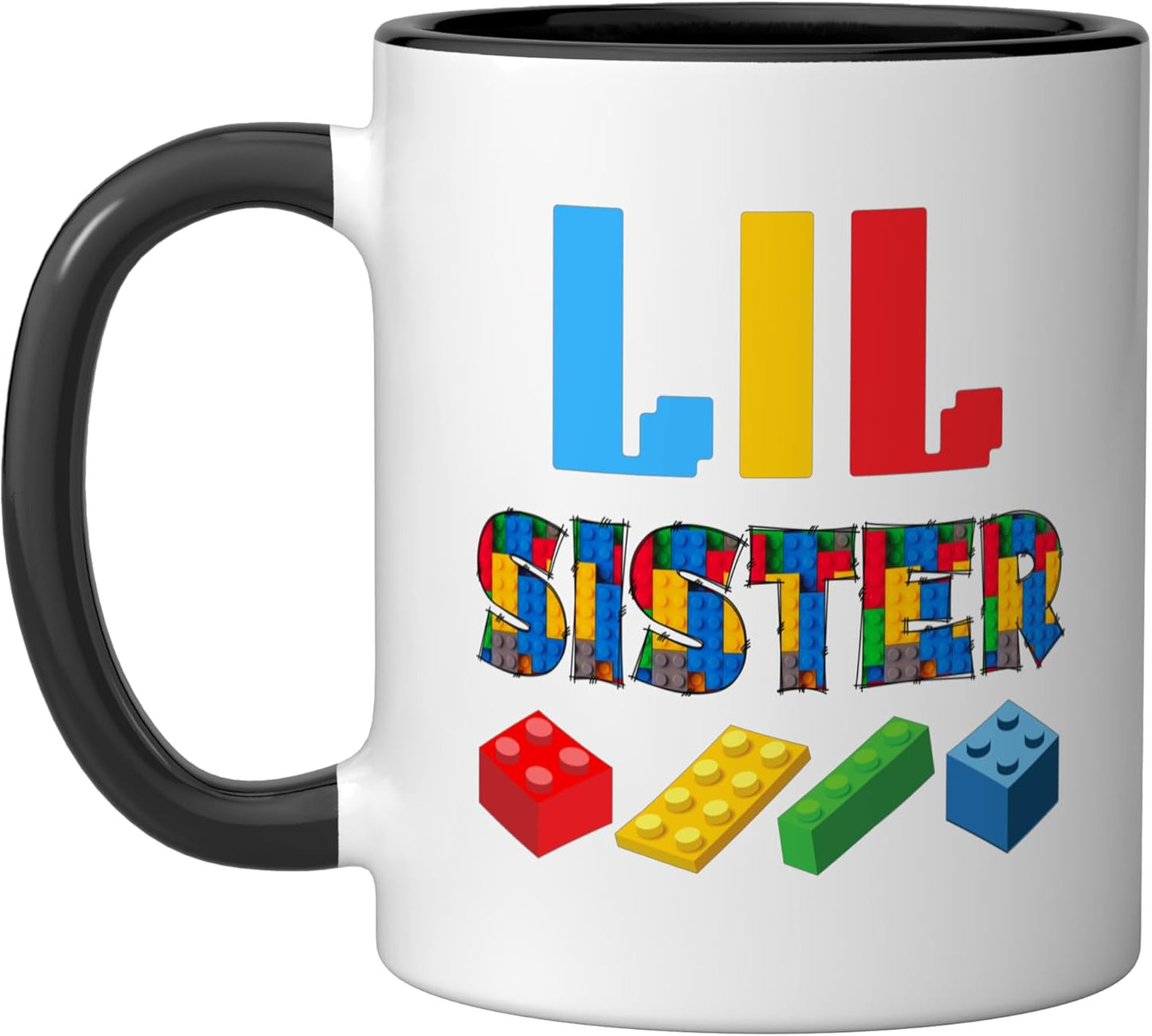 Taza cerámica Lil Sister Blocks para construir, negro/blanco
