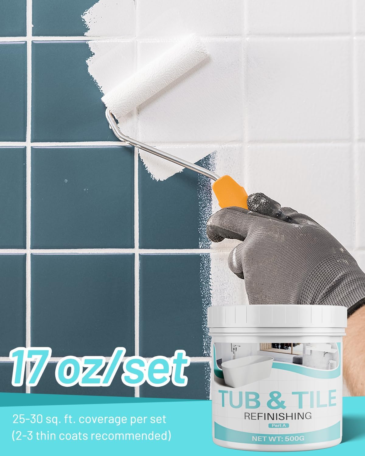 Kit reacabado bañera azulejos blanco 25-30ft²