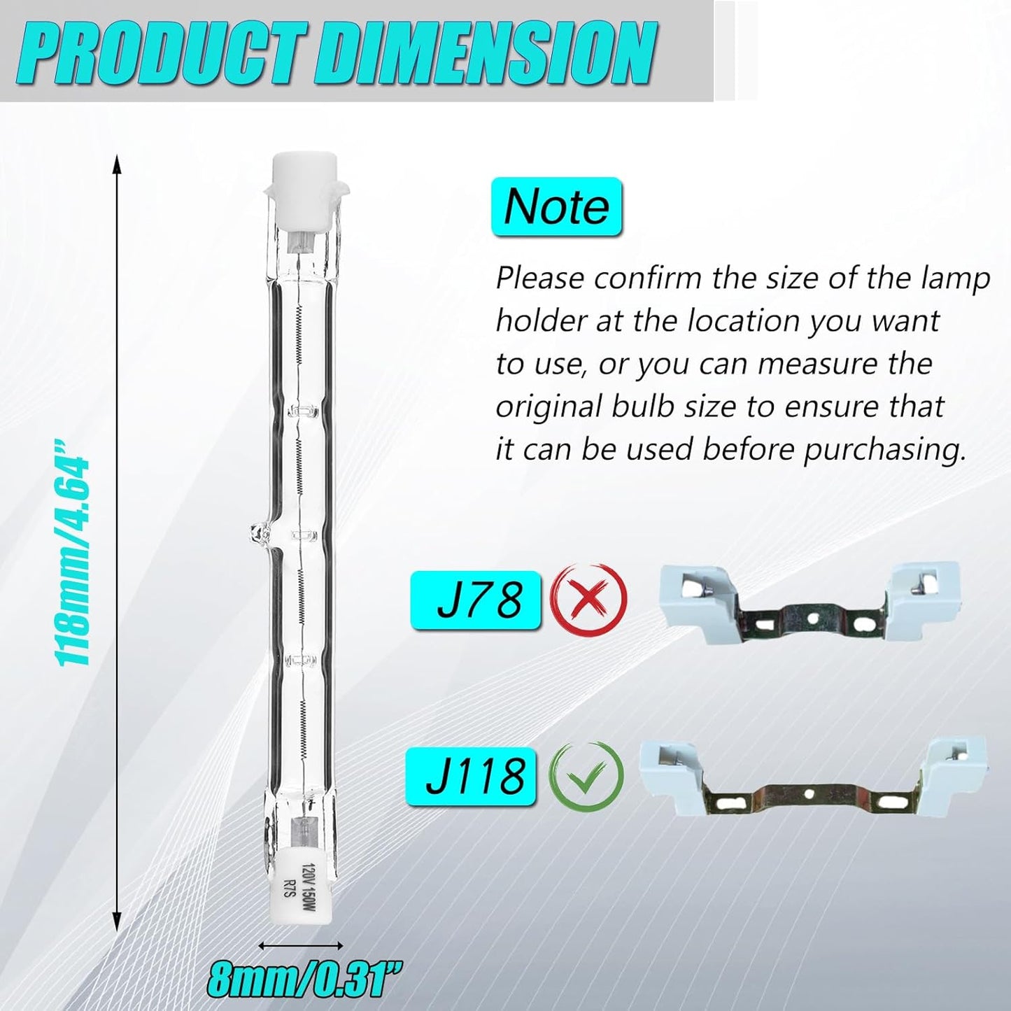 Lámpara Halógena T3 118mm 150W 2700K 4 Pzas