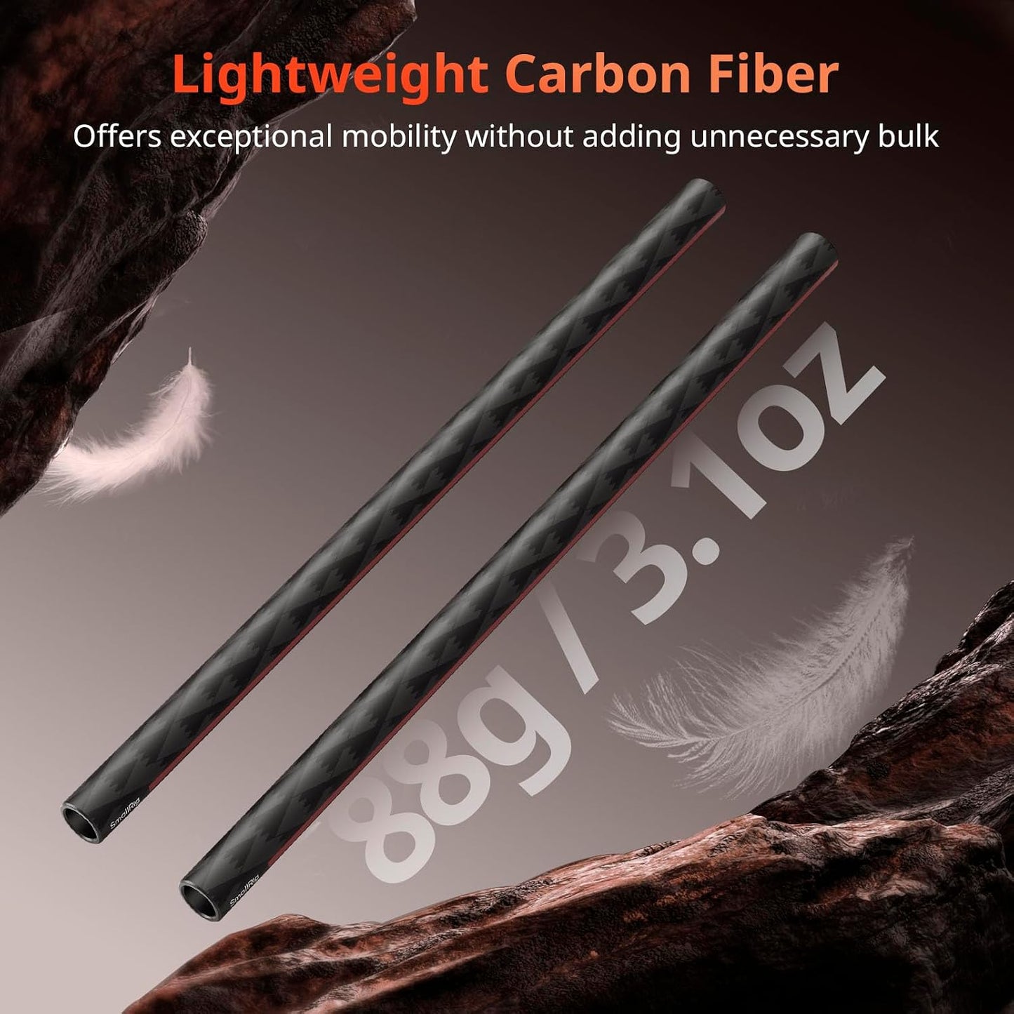 Varilla fibra carbono 0.591pulg 12pulg para soporte abrazaderas