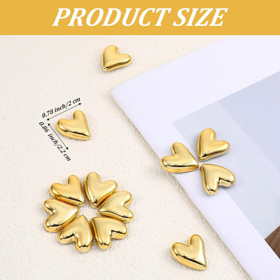 12 Imanes Dorados para Nevera 0.86pulg Decorativos Corazón