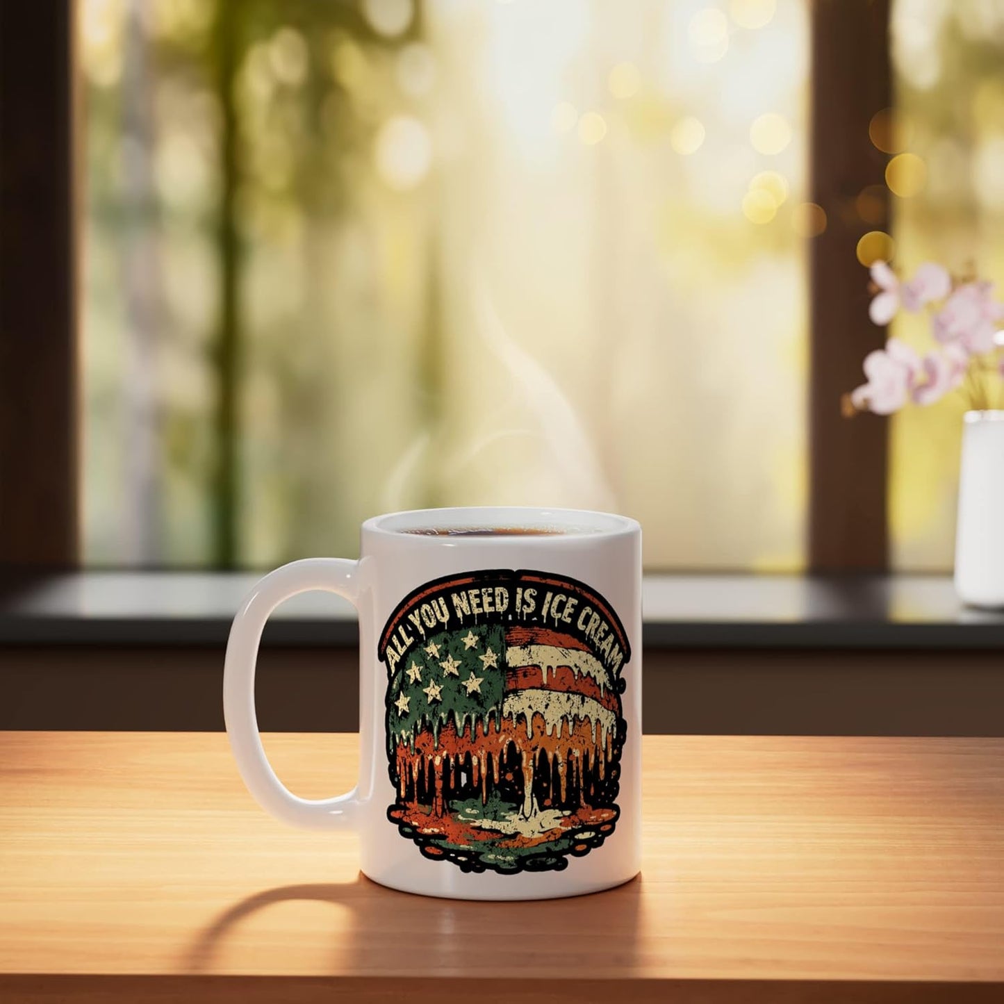 Taza Cerámica para Amantes del Helado Blanco