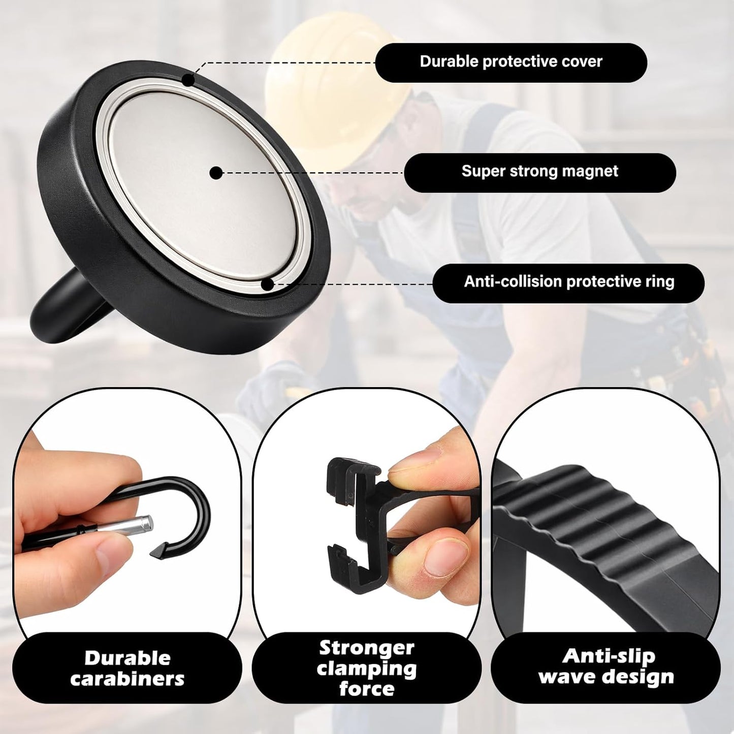 Clip magnético para guantes resistente con base
