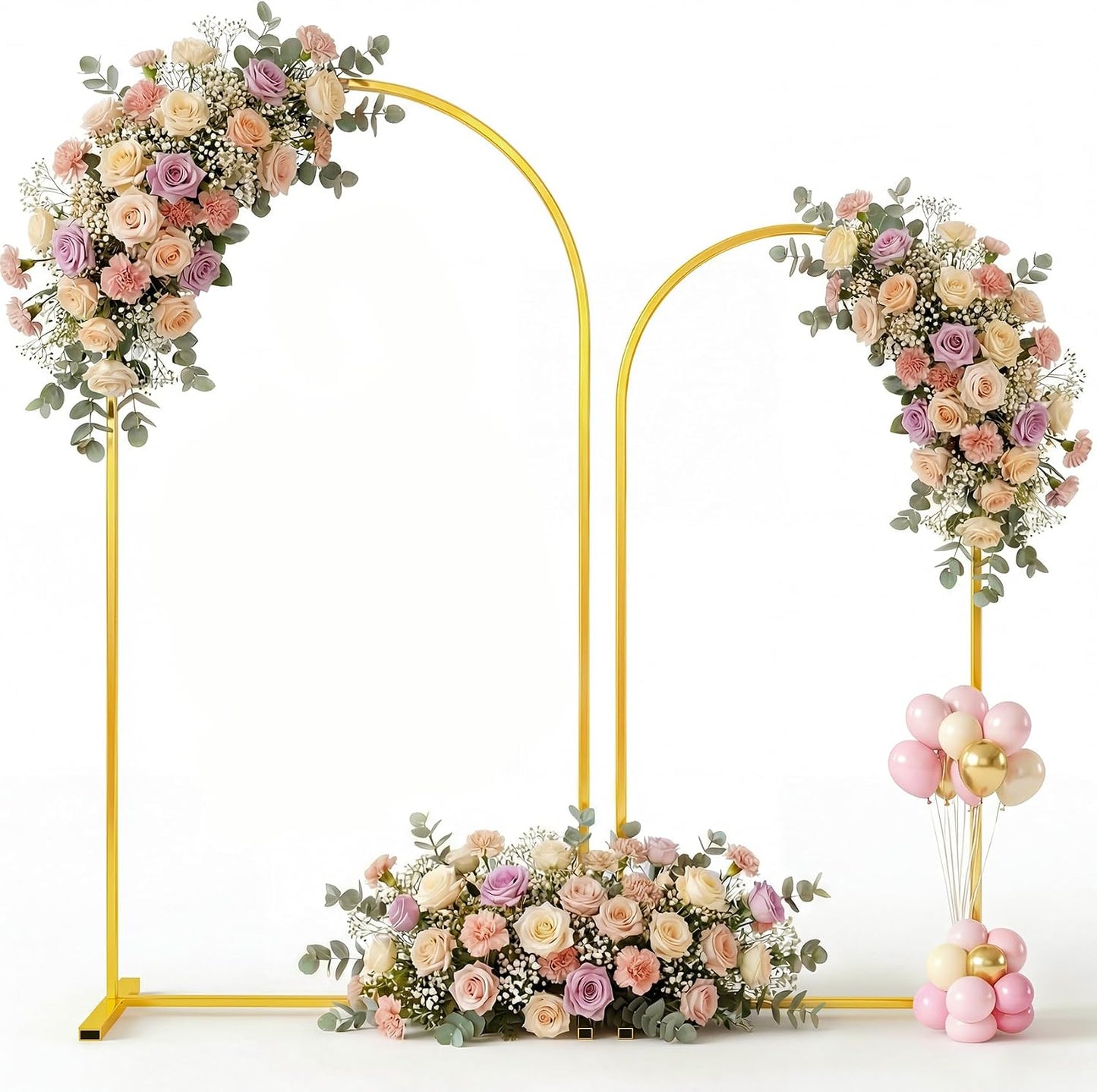 2 Pzas Soporte Arco Metal 7.2pulg Base Estable Boda Dorado