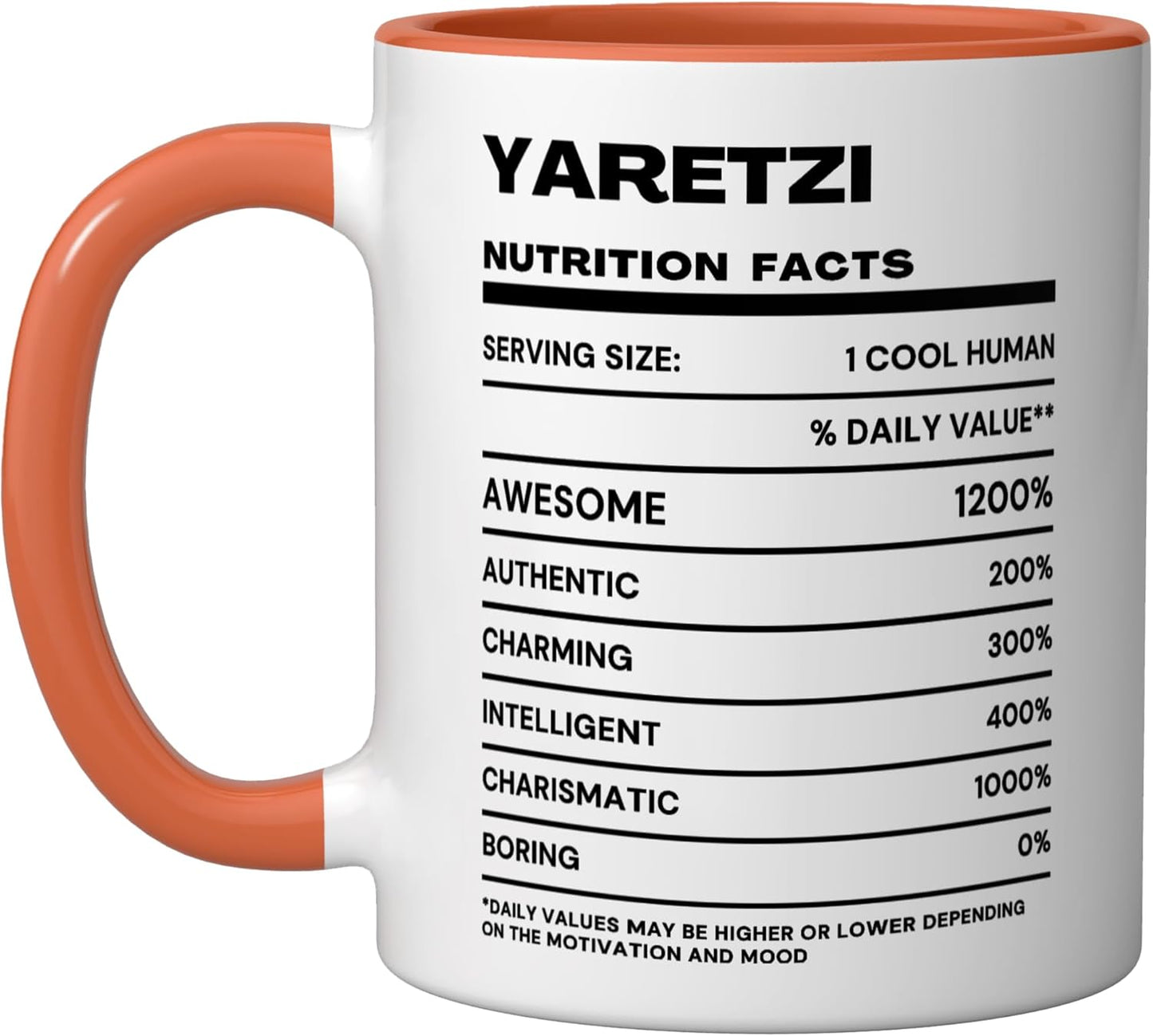Taza Cerámica Nutrition Facts Naranja/Blanco