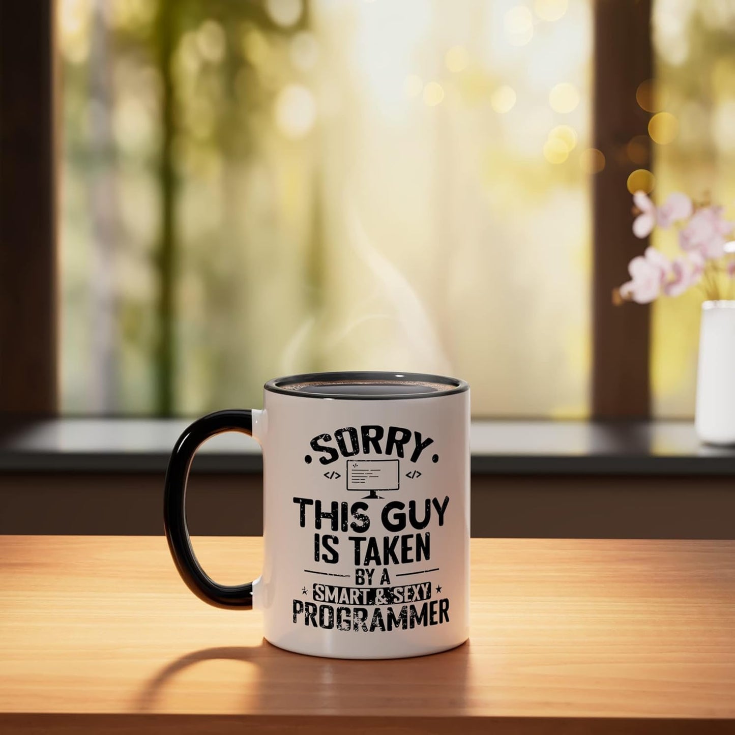 Taza Cerámica Programador Inteligente Negro/Blanco