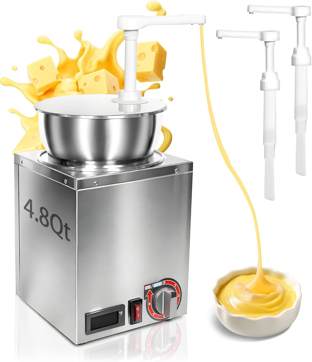 Calentador dispensador de queso nacho 4.8 galones eléctrico acero inoxidable