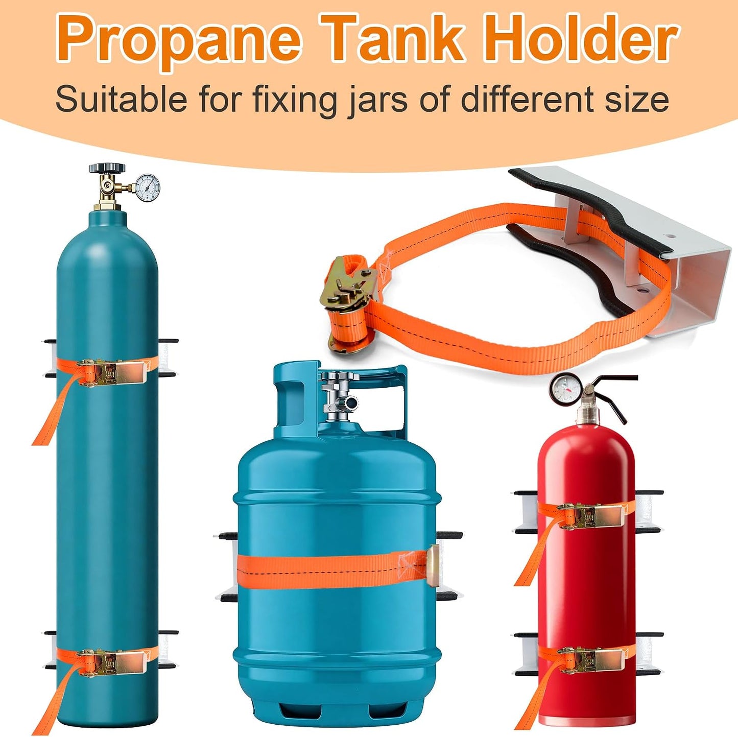 2 Soportes Tanque Propano Pared Correa 59pulg