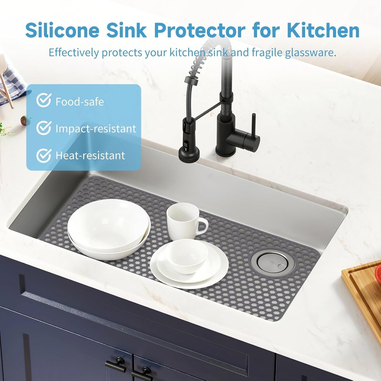 Protector fregadero silicón 28x14pulg antiderrap