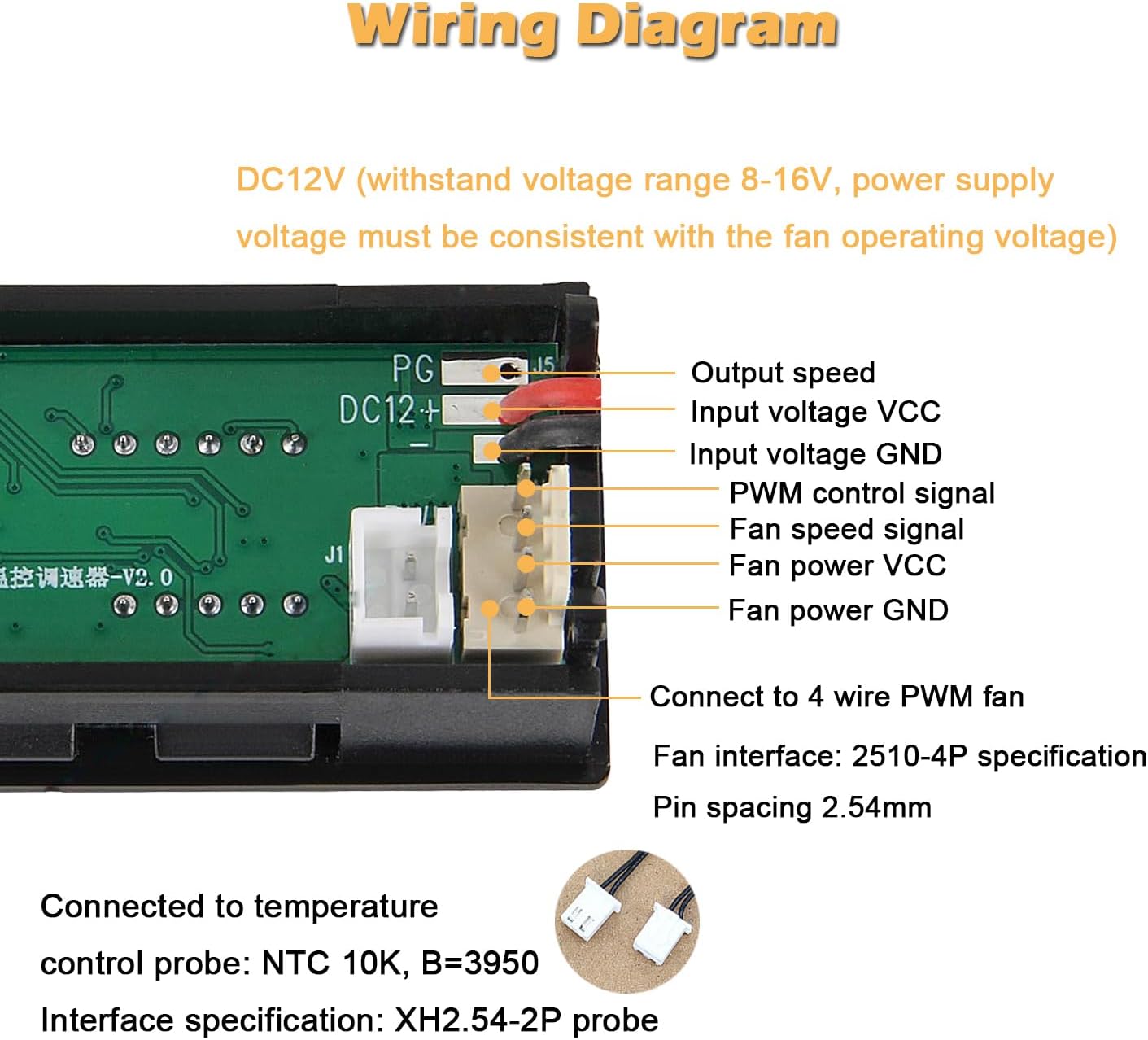 Controlador temperatura ventilador DC 12V PWM con pantalla y sonda
