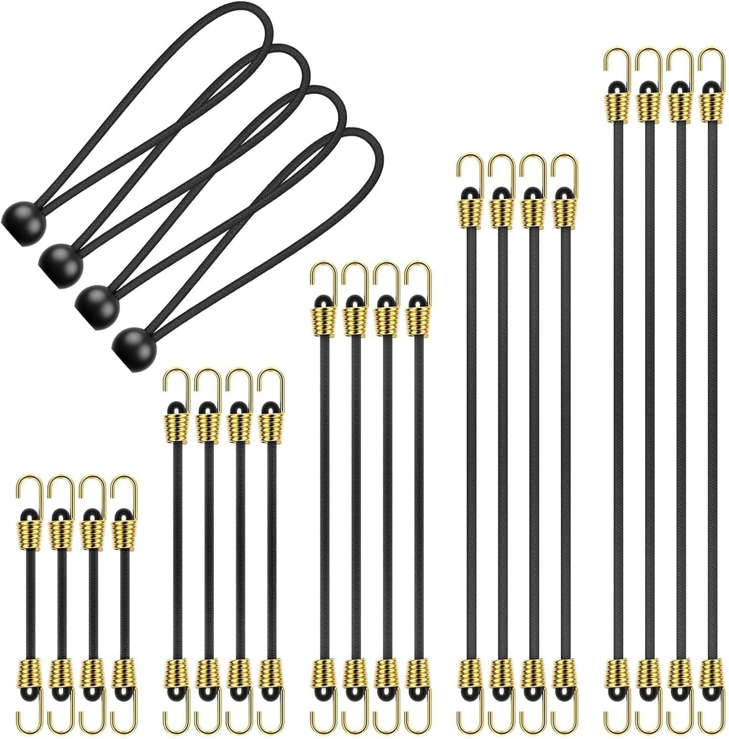24 cuerdas elásticas con ganchos 2-10pulg exterior