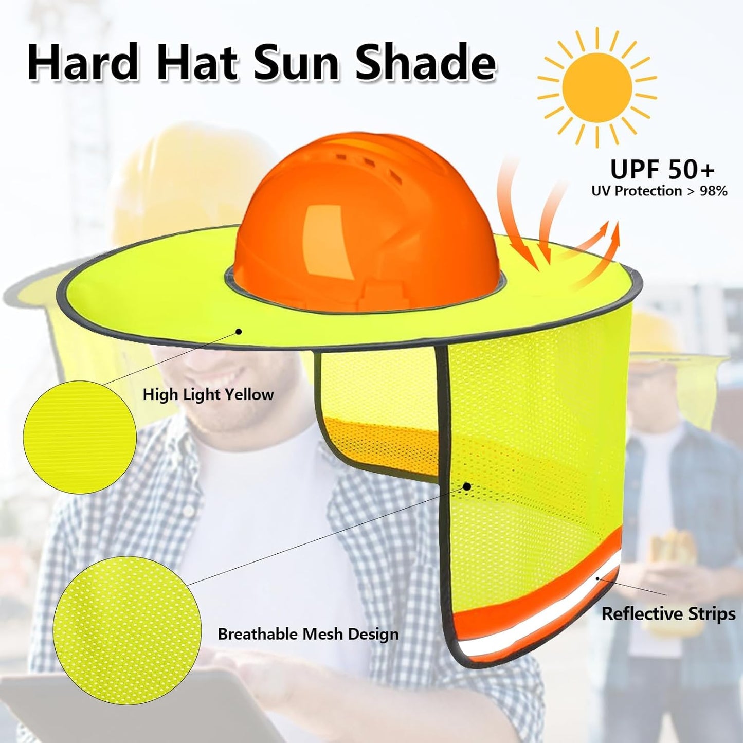 4 Pzas Parasol Ala Visera Malla Reflectante Amarillo
