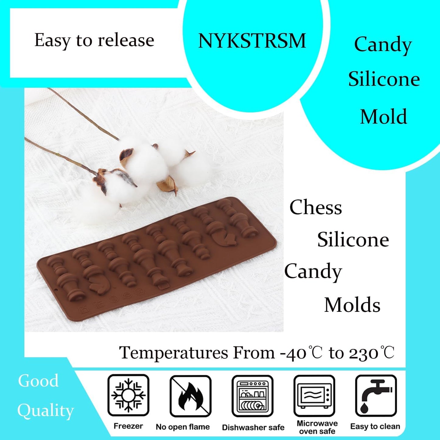 Moldes de silicona para dulces y chocolate con cavidades, juego de 2