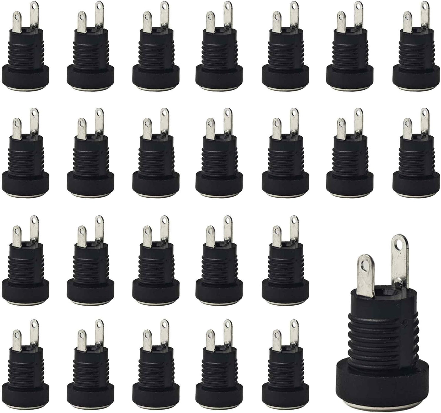 26 Pzas Conector DC 5.5x2.1mm Negro para Electrónica