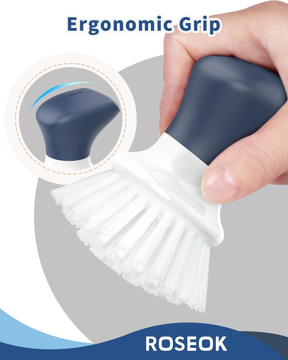 Cepillo palma pie ergonómico para platos antiadherentes azul set 2