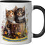 Taza cerámica para gatos estilo floral negro y blanco