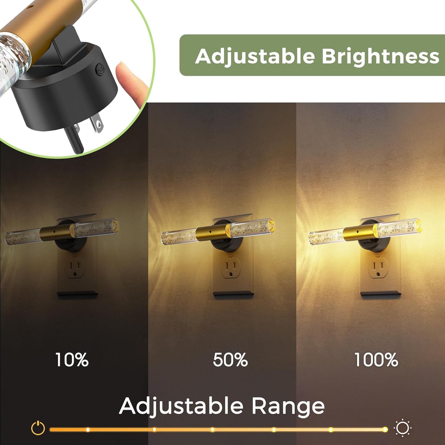Luz Nocturna Giratoria Led Regulable Acrílico Dormitorio