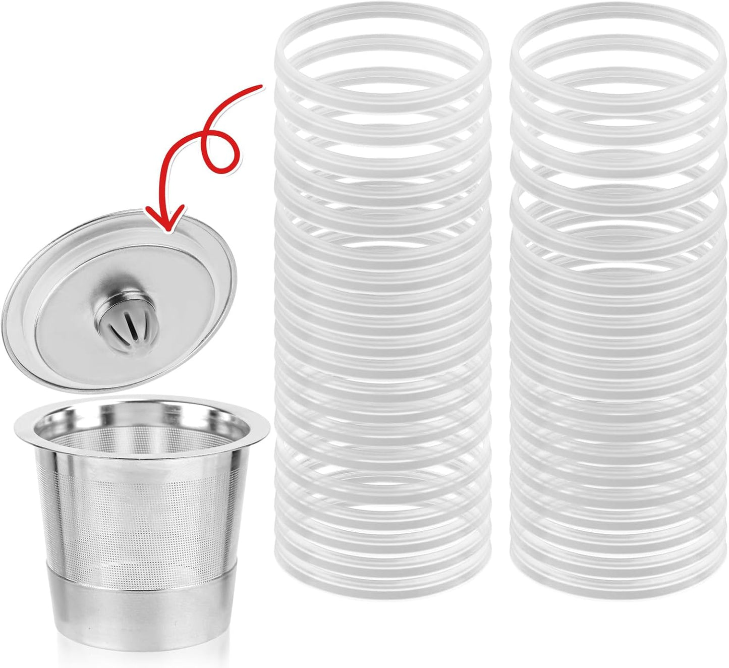 40 Juntas Silicona Keurig Reutilizables Acero Inox