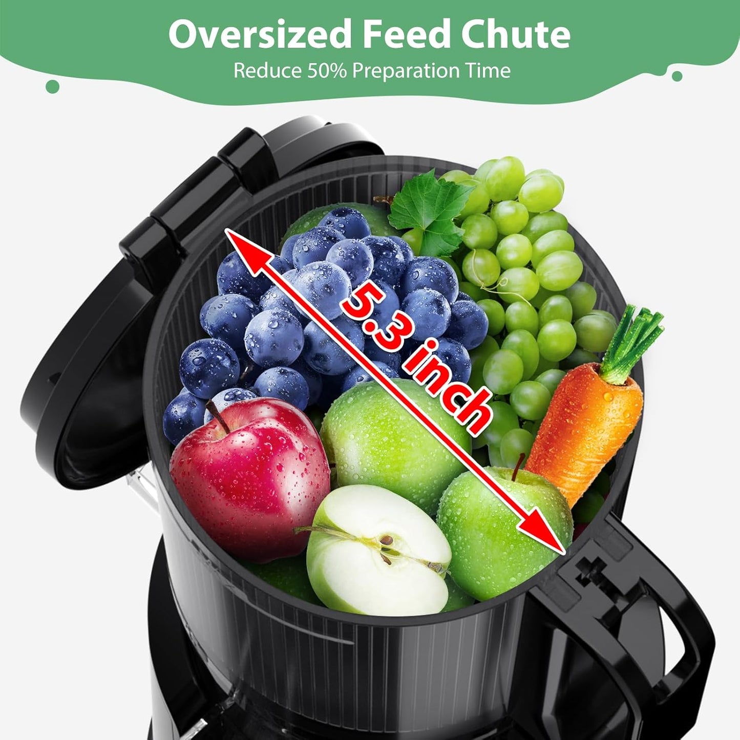 Exprimidor frío boca ancha 5.3pulg autoalimentación