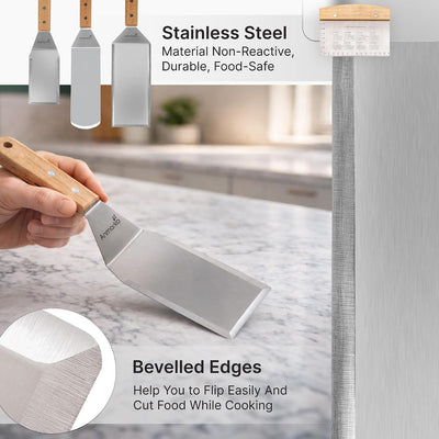 Juego espátulas acero inox Teppanyaki volteador panqueques