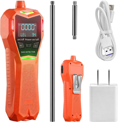 Detector gas natural con alarmas vibración visual audible 48h