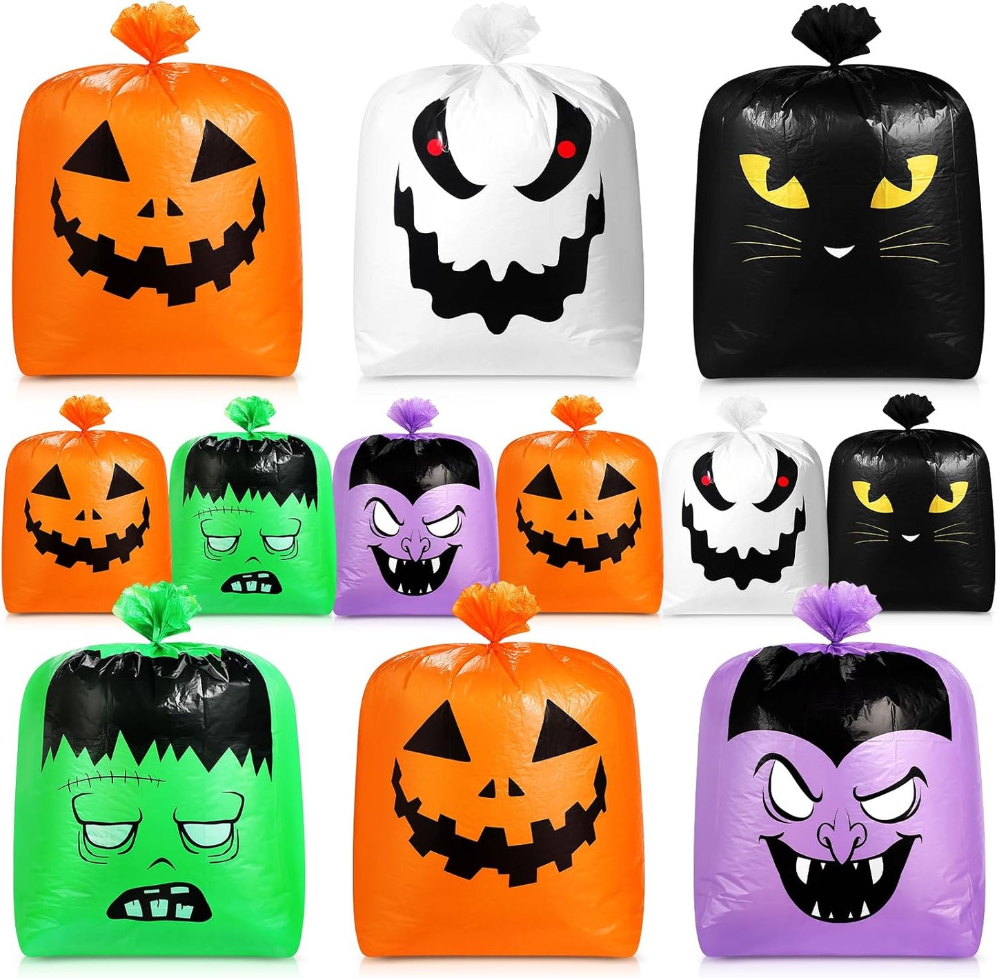 18 bolsas plástico reutilizables con lazos Halloween otoño jardín