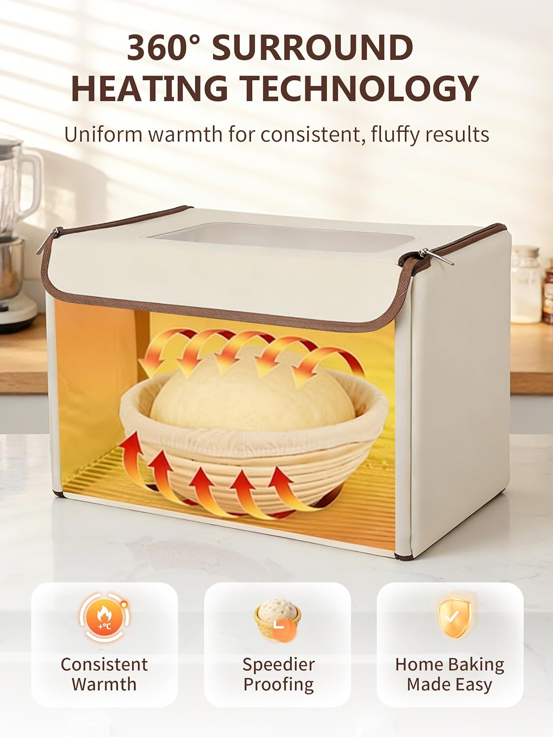 Caja plegable a prueba de pan con calentador metal