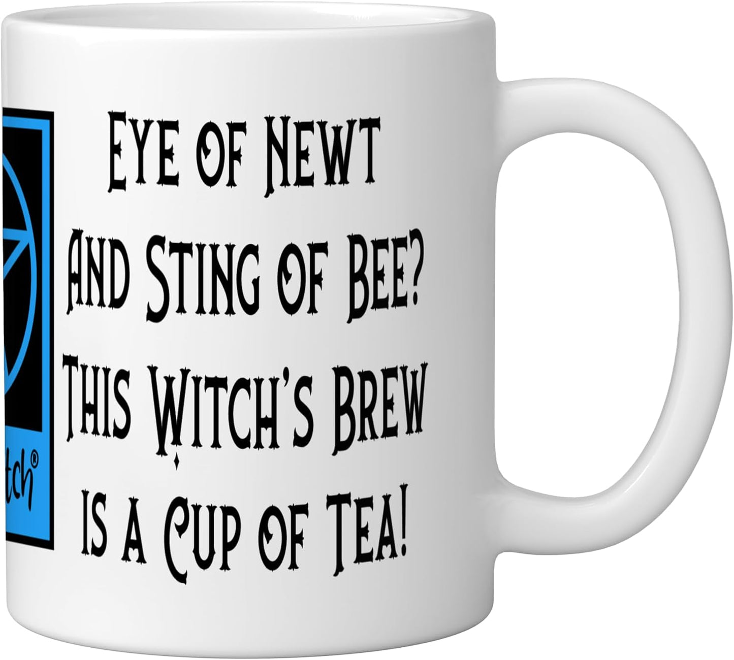 Taza Cerámica Bruja con Dibujo Rostro Azul