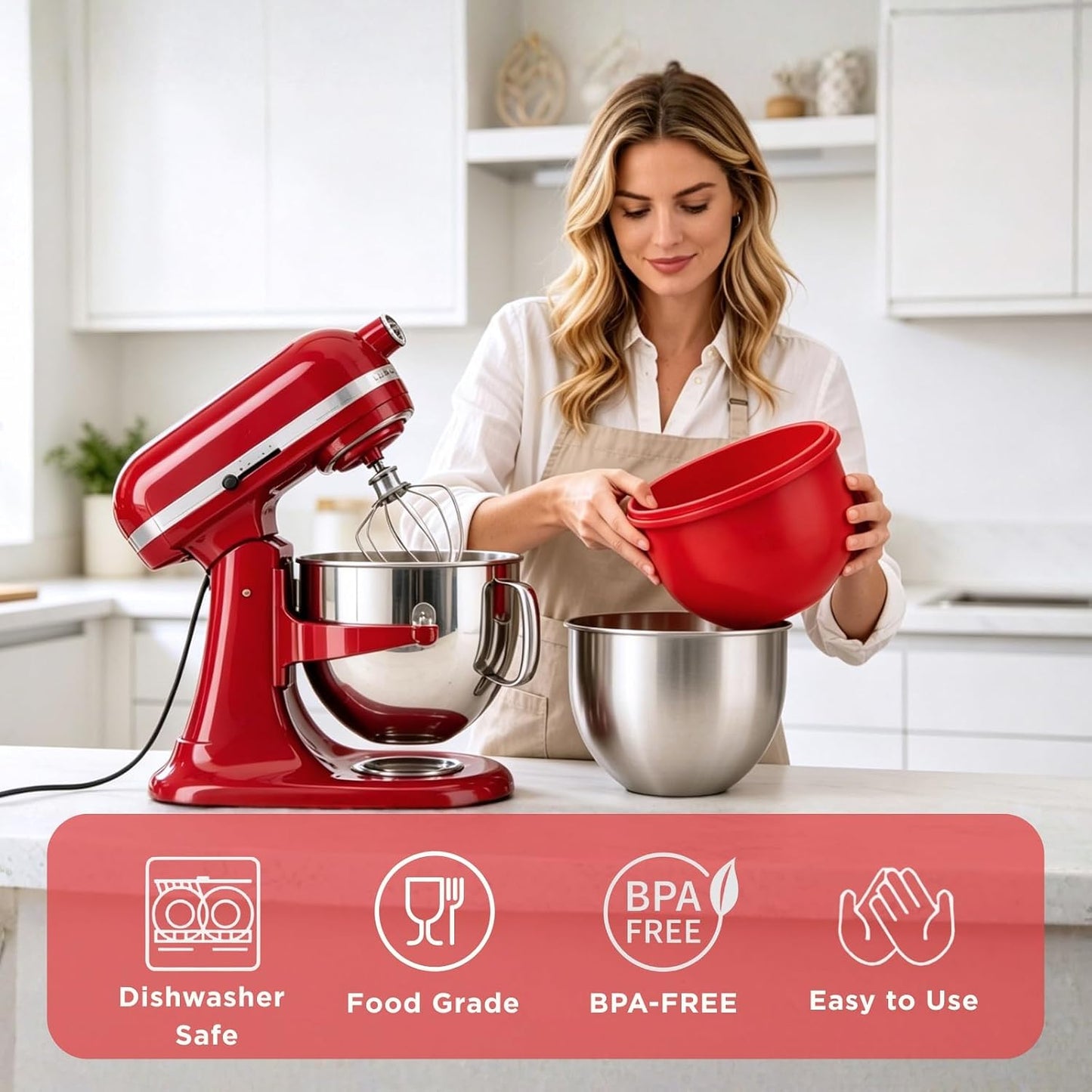 3 Pzas Forros Silicona Comp KitchenAid 6qt Hornear