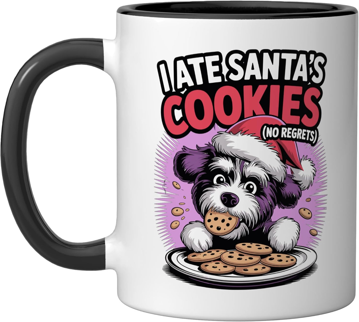 Taza cerámica para perro Shi-poo con galletas de Santa Xmas