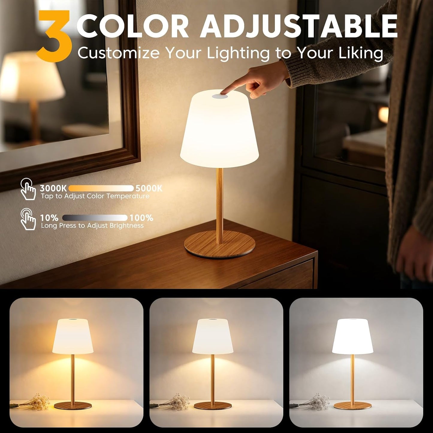 Lámpara inalámbrica LED táctil impermeable IP65