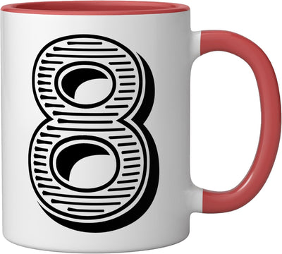 Taza cerámica Number Eight para equipo deportivo rojo/blanco