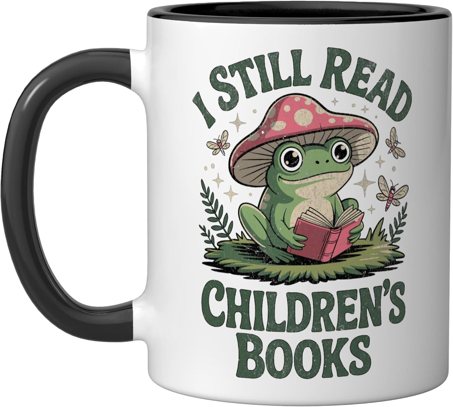 Taza cerámica retro frog mushroom black/white
