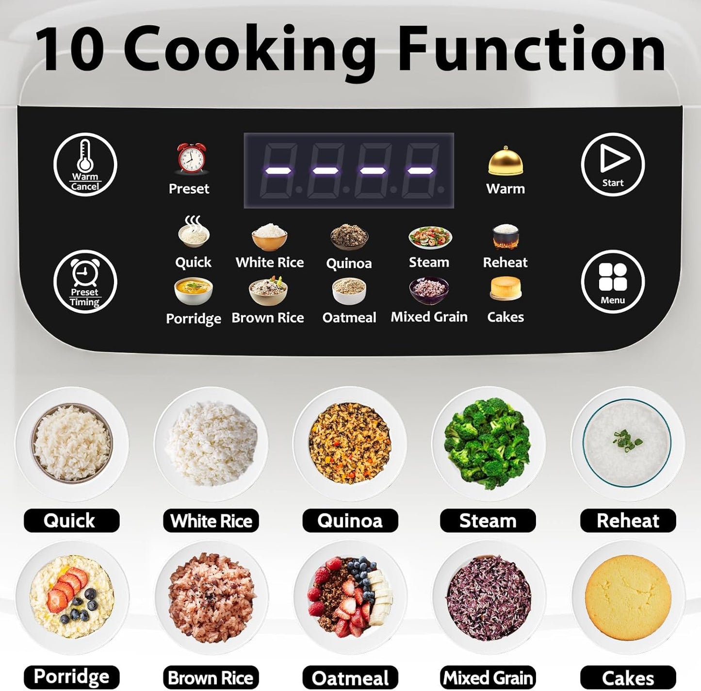 Arrocera digital portátil 6 tazas sin cocinar 12 cocidas con cesta vapor