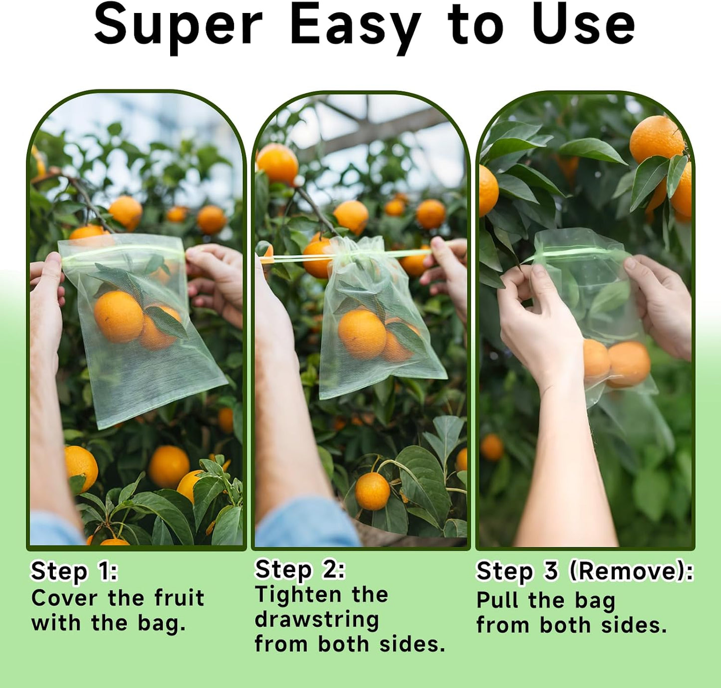 100 Bolsas Organza Verde 6x8pulg para Protección Frutas