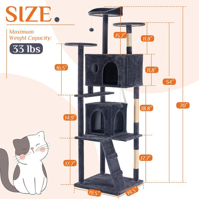 Torre árbol gato 70pulg rascador gris