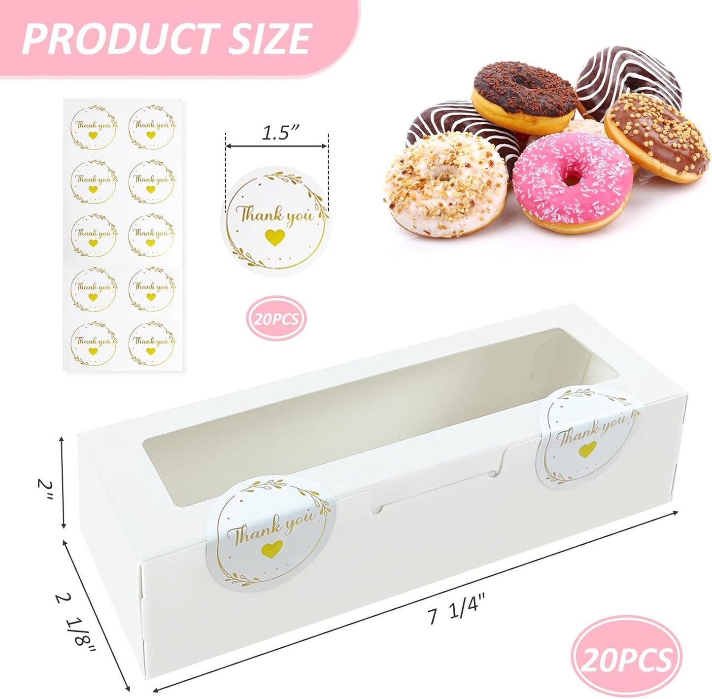 20 Cajas Macarrones Blancos Ventana 7¼x2pulg para Hogar