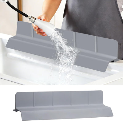 Protector contra salpicaduras para fregadero de 23 pulgadas de silicona con drenaje voladizo y ventosas fuertes gris oscuro