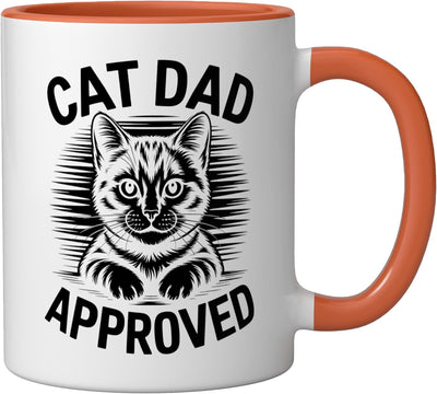 Taza Cerámica Aprobada por el Dueño de Gato Naranja/Blanco
