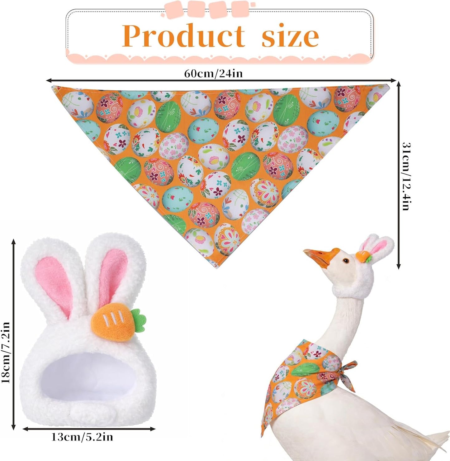 Traje ganso Pascua sombrero orejas conejo bufanda colorida