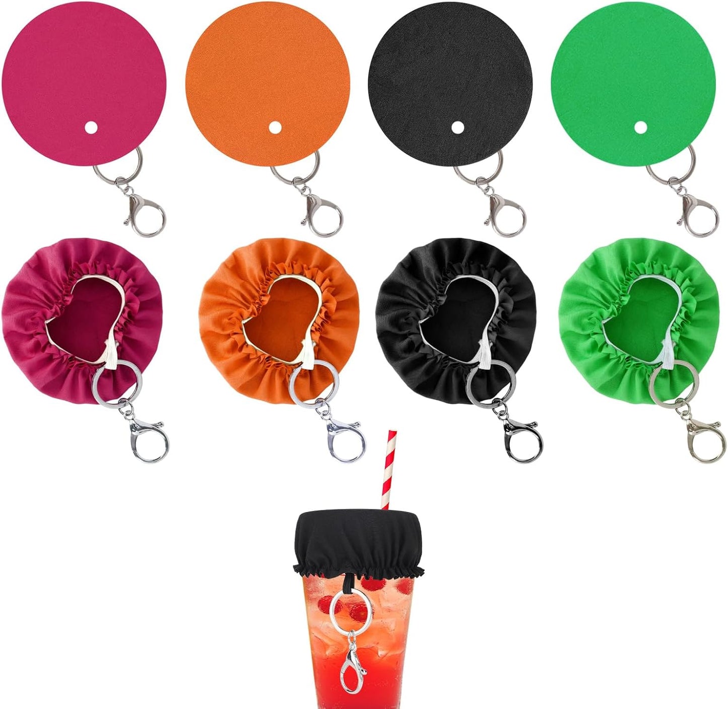 8 Protectores Tazas con Llavero Pajilla para Mujer