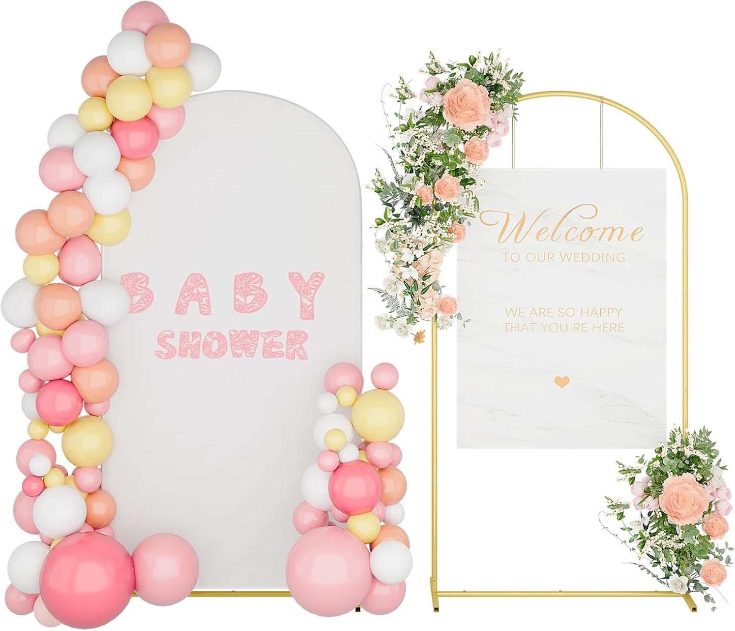 Soporte arco metal 7.2ft cubierta blanca para bodas y eventos