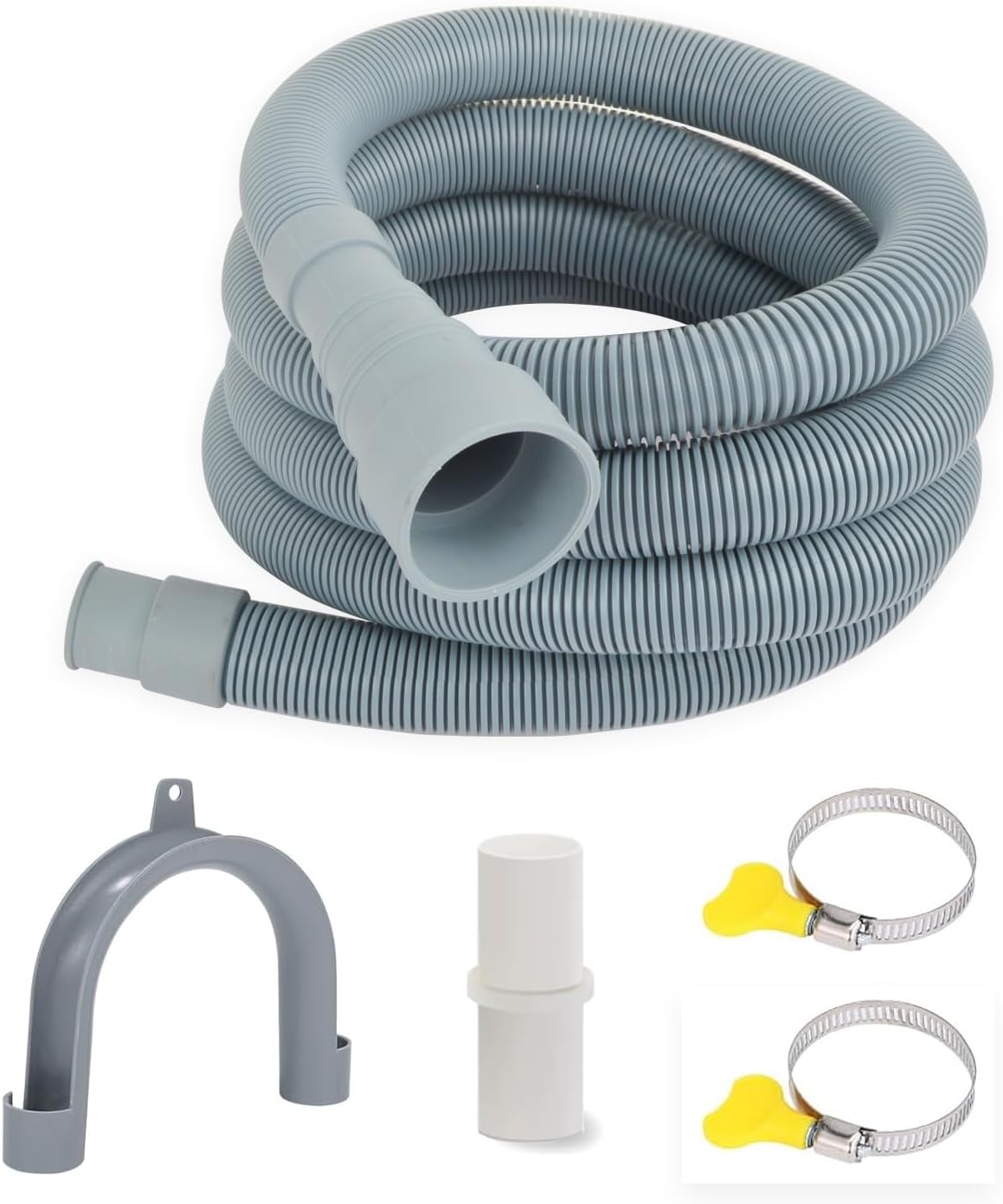 Kit extensión manguera drenaje lavadora 8ft flexible gris