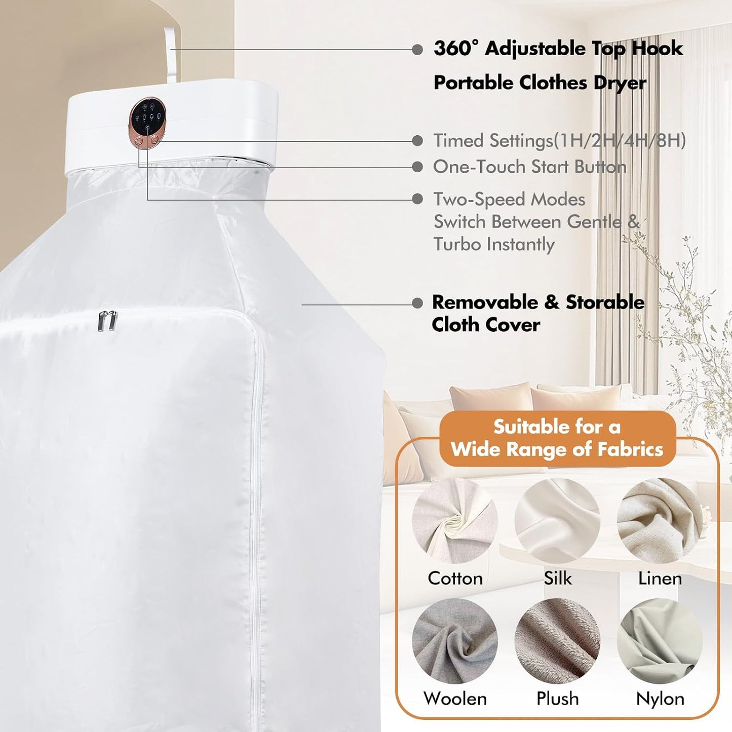 Secadora ropa portátil mini 4 ajustes 167°F