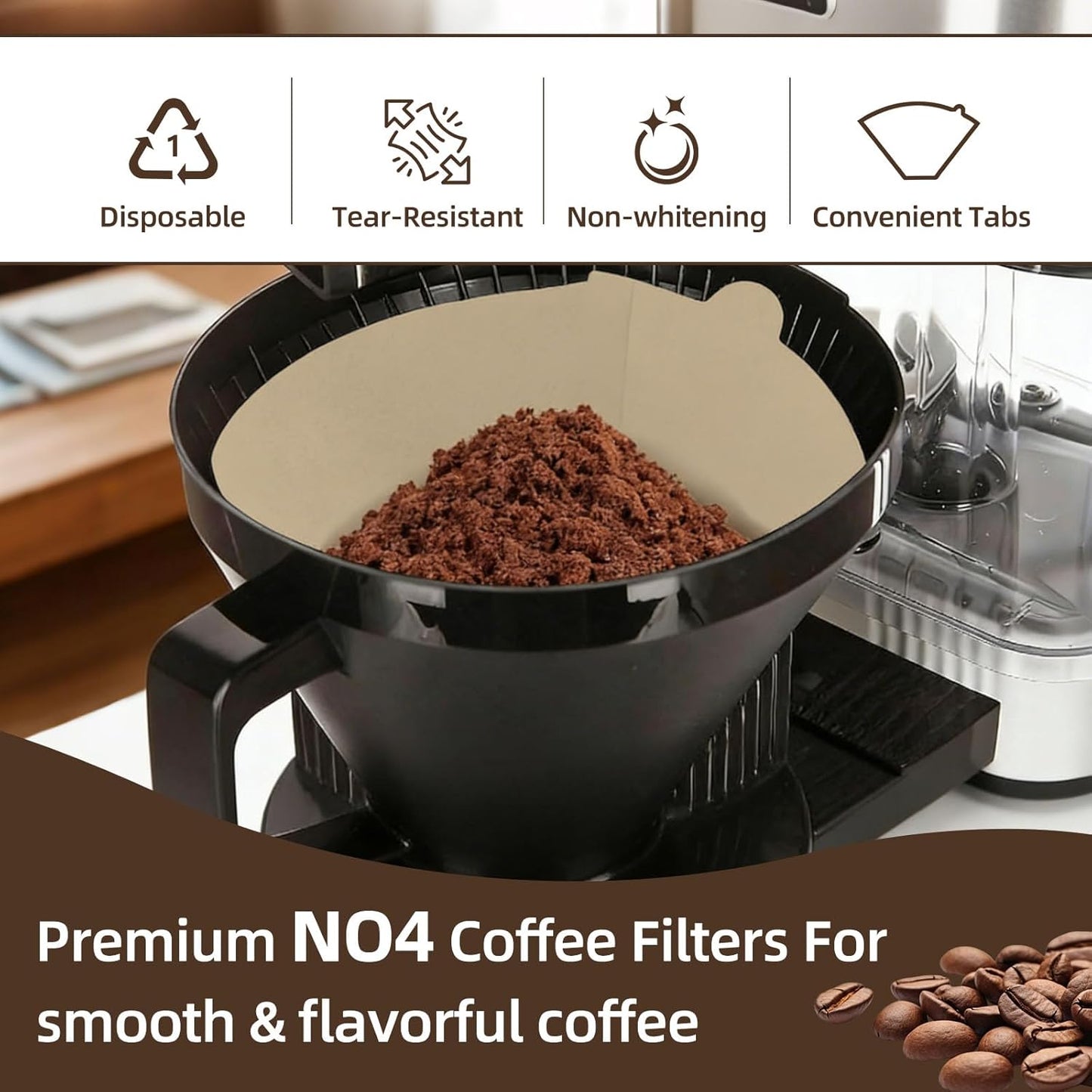 100 filtros de café #4 compatibles Technivorm Moccamaster sin blanquear con cono