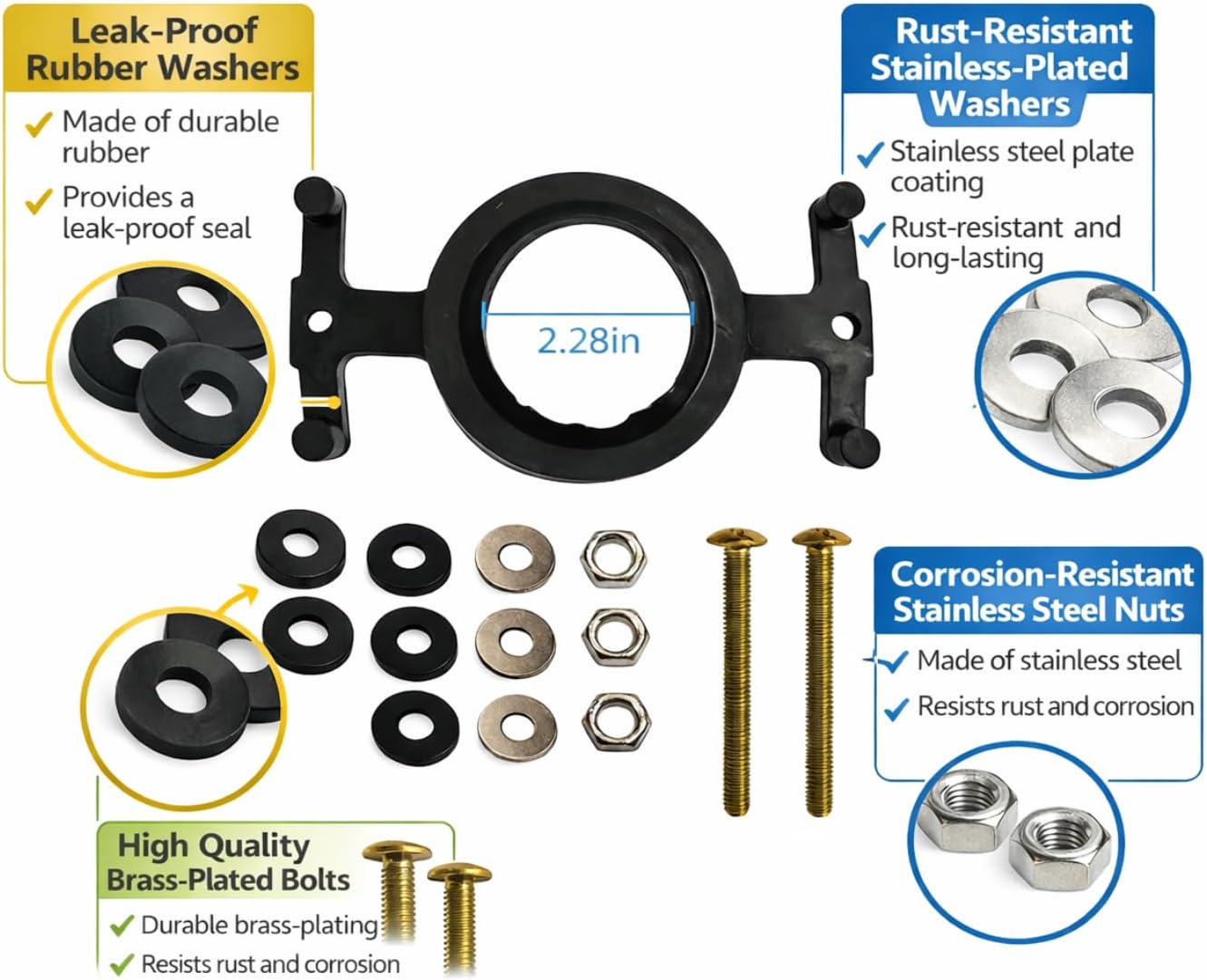 Kit sellado junta tanque comp Eljer 04-3817 pernos latón inox