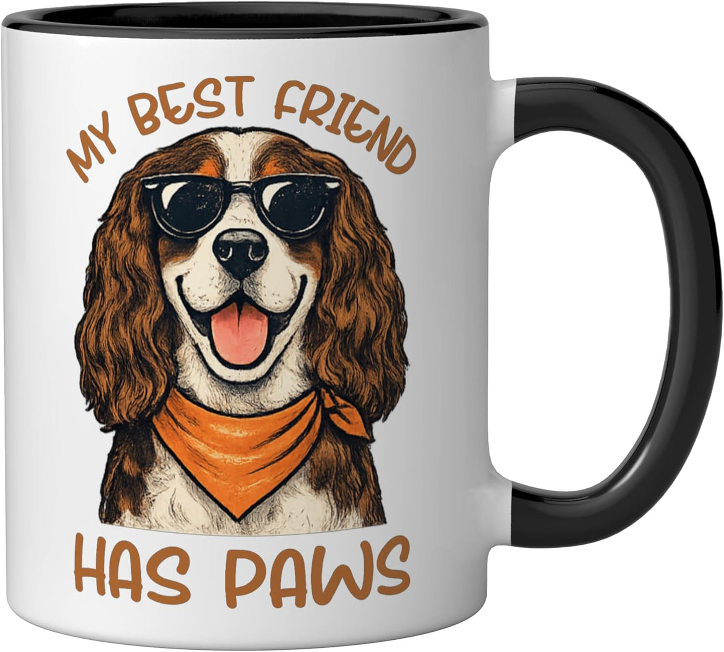 Taza Cerámica Perro Amante Con Paws Negro/Blanco