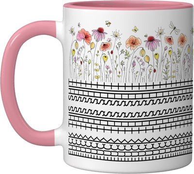 Taza de café con mensaje oculto para coworkers humorístico rosa/blanco