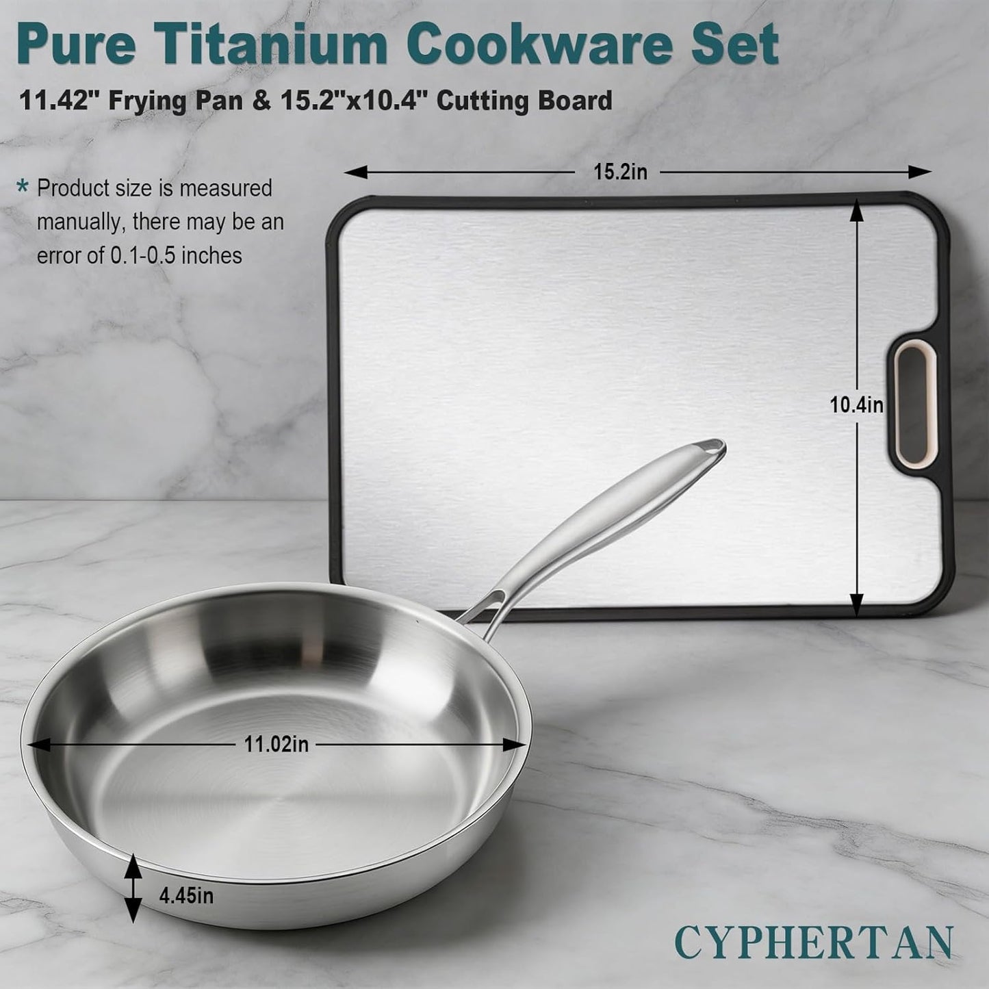 Sartén y tabla cortar titanio 11x15 pulg acero inox doble cara